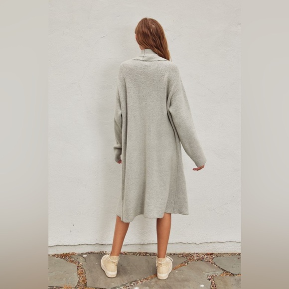 447. DRESS FORUM🛑COST MAXI OVERSIZE POCKET Grey Cardigan Sweater Long Duster - Picture 7 of 7